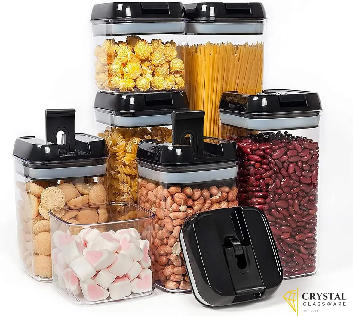7 PCs Food Storage Container  1 Tall Container (1.7qt/1.9L), 2 Medium Containers (1.1qt/1.2L), 2 Small Containers (0.7qt/0.8L), 